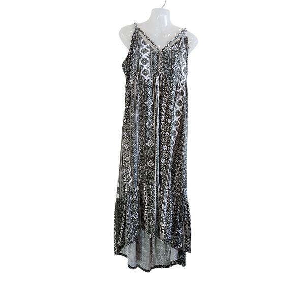 Derek Heart Floral Print Spaghetti Strap Hi Low Maxi Dress Black Size 1X - Picture 1 of 9